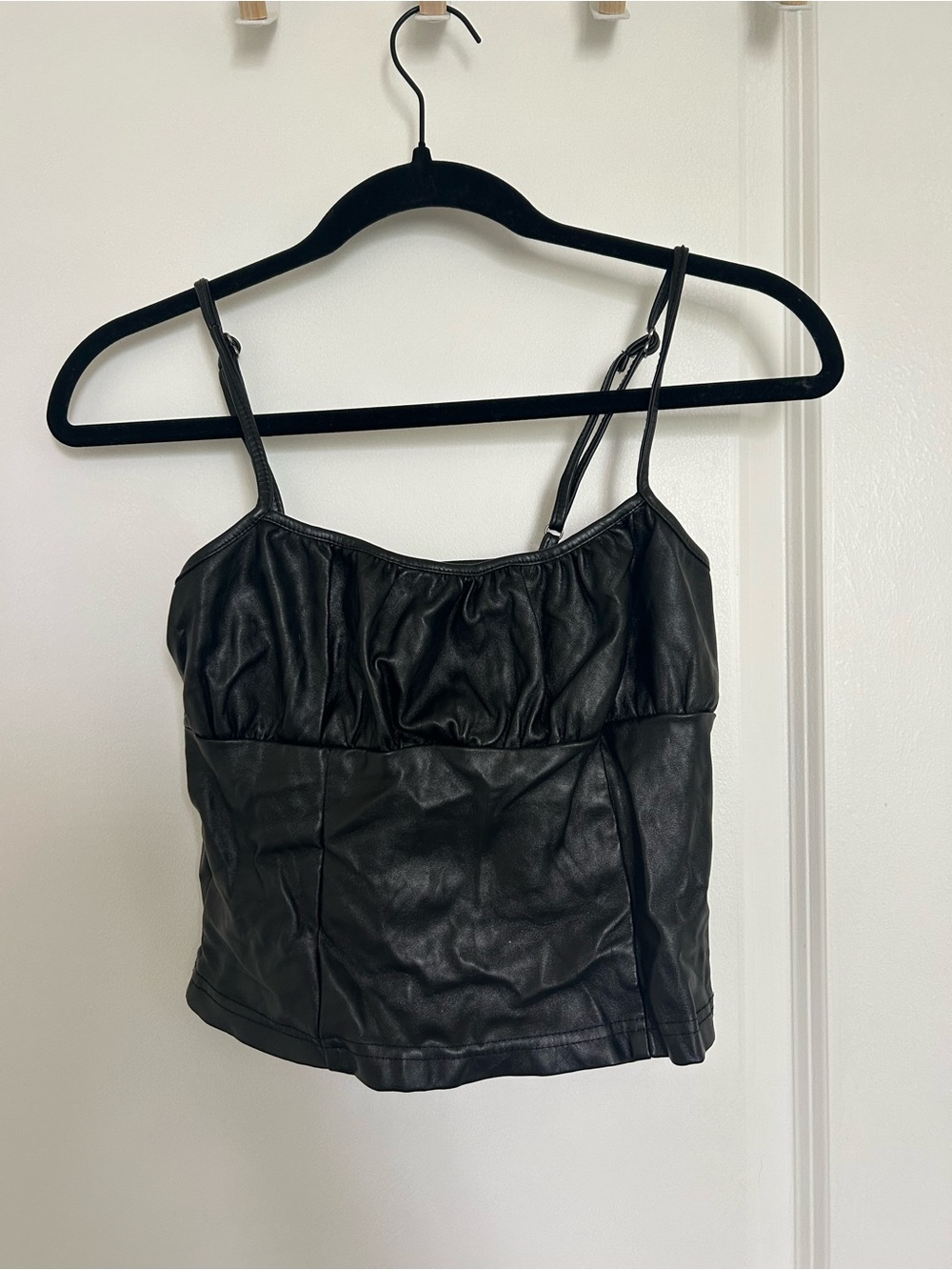 Forever 21 Black Faux Leather Spaghetti Strap Camisole